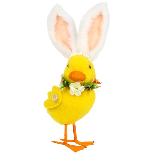 10" Yellow Easter Duckling Accent with Rabbit Ears